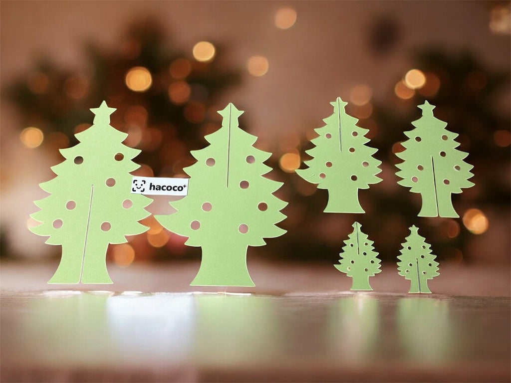 coco tree クリスマスツリー 卓上 スリム ミニ 組み立て式 ミニツリー 6枚セット ダンボール製 店内ディスプレイ 飾り付け 北欧風 インテリア シンプル 30cm 20cm 10cm