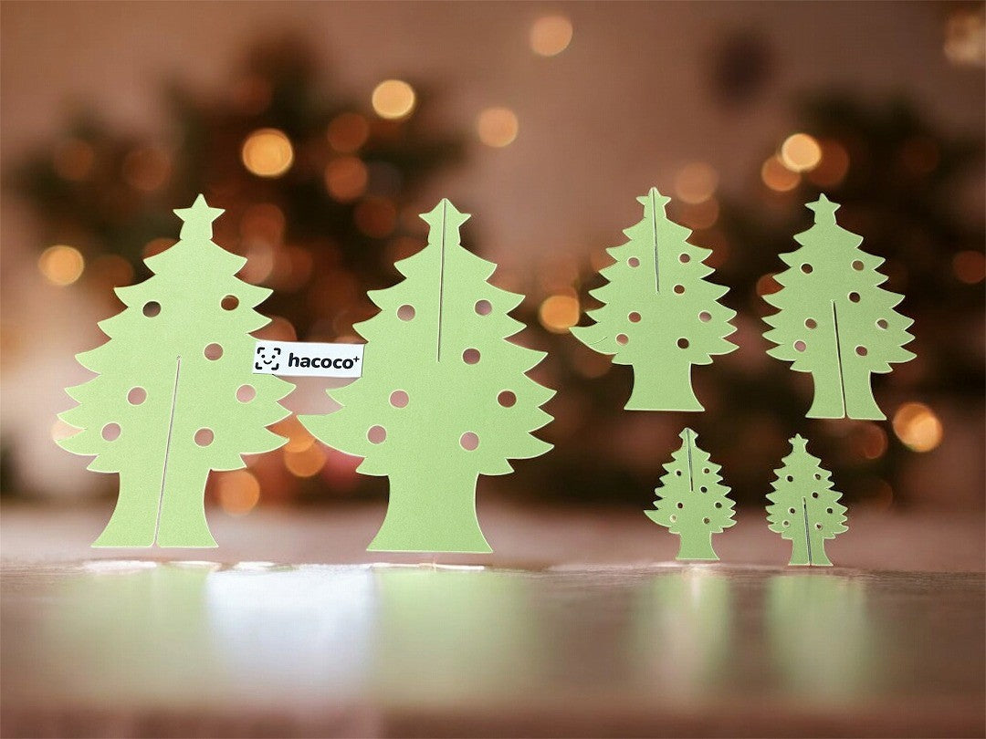 coco tree クリスマスツリー 卓上 スリム ミニ 組み立て式 ミニツリー 6枚セット ダンボール製 店内ディスプレイ 飾り付け 北欧風 インテリア シンプル 30cm 20cm 10cm