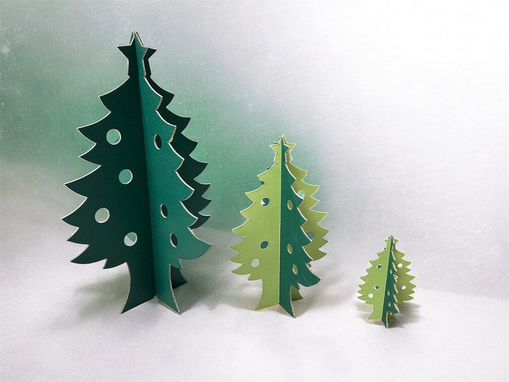 coco tree クリスマスツリー 卓上 スリム ミニ 組み立て式 ミニツリー 6枚セット ダンボール製 店内ディスプレイ 飾り付け 北欧風 インテリア シンプル 30cm 20cm 10cm