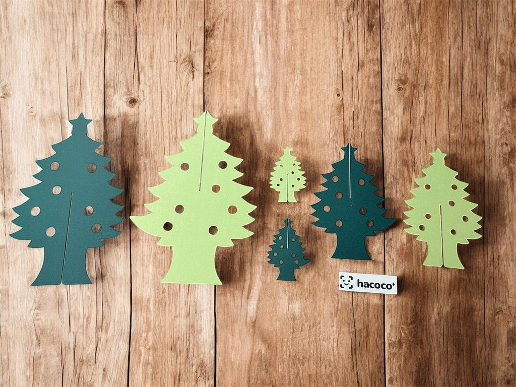 coco tree クリスマスツリー 卓上 スリム ミニ 組み立て式 ミニツリー 6枚セット ダンボール製 店内ディスプレイ 飾り付け 北欧風 インテリア シンプル 30cm 20cm 10cm