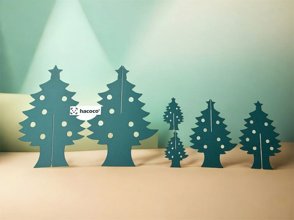 coco tree クリスマスツリー 卓上 スリム ミニ 組み立て式 ミニツリー 6枚セット ダンボール製 店内ディスプレイ 飾り付け 北欧風 インテリア シンプル 30cm 20cm 10cm